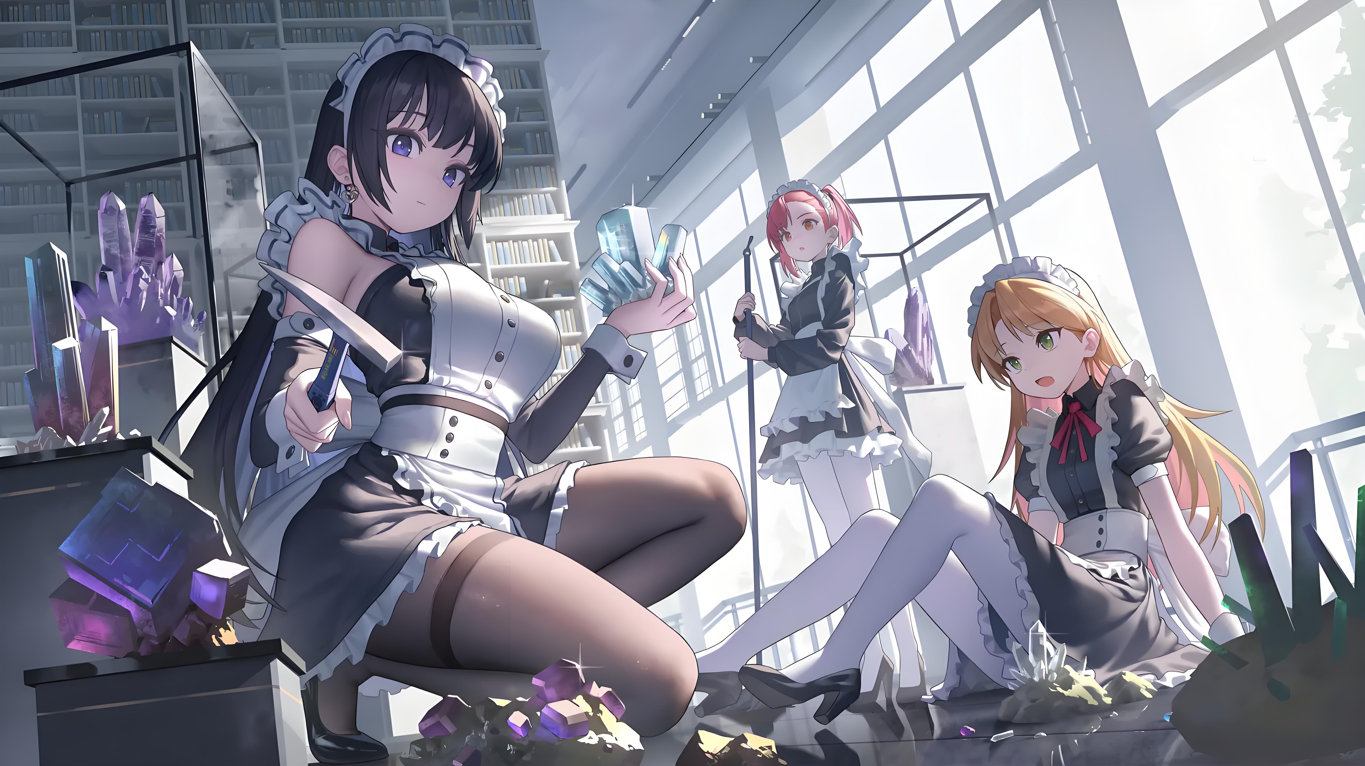 晶光落肩头，女仆的午后闲章_平板电脑动漫壁纸